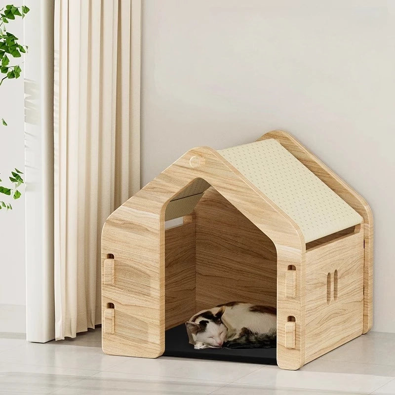 Katten- en hondenhuis voor binnen – ademend en comfortabel
Draagbaar kattenhuisje met stevige houten constructie – WHISKK™
Indoor