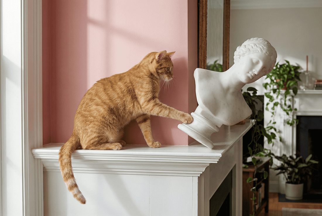 Kat duwt object van tafel, nieuwsgierig en speels gedrag, uitleg over kattengedrag bij Kattenhoek