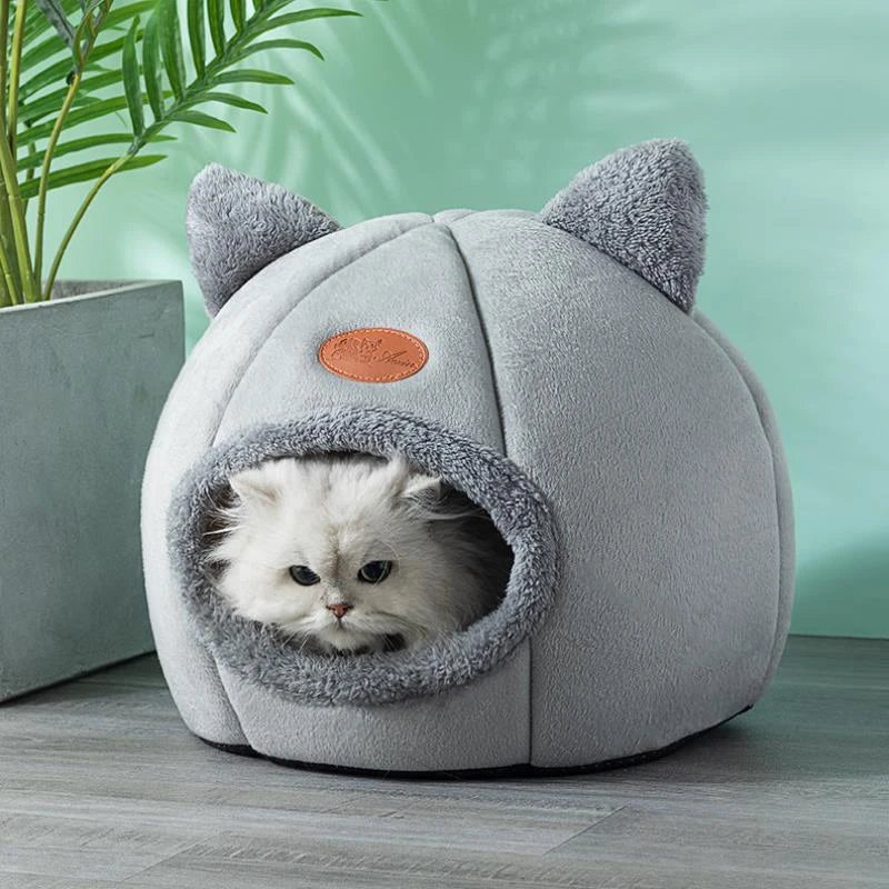 Velboa kattenmand met wasbaar binnenkussen – Cozy Cave
