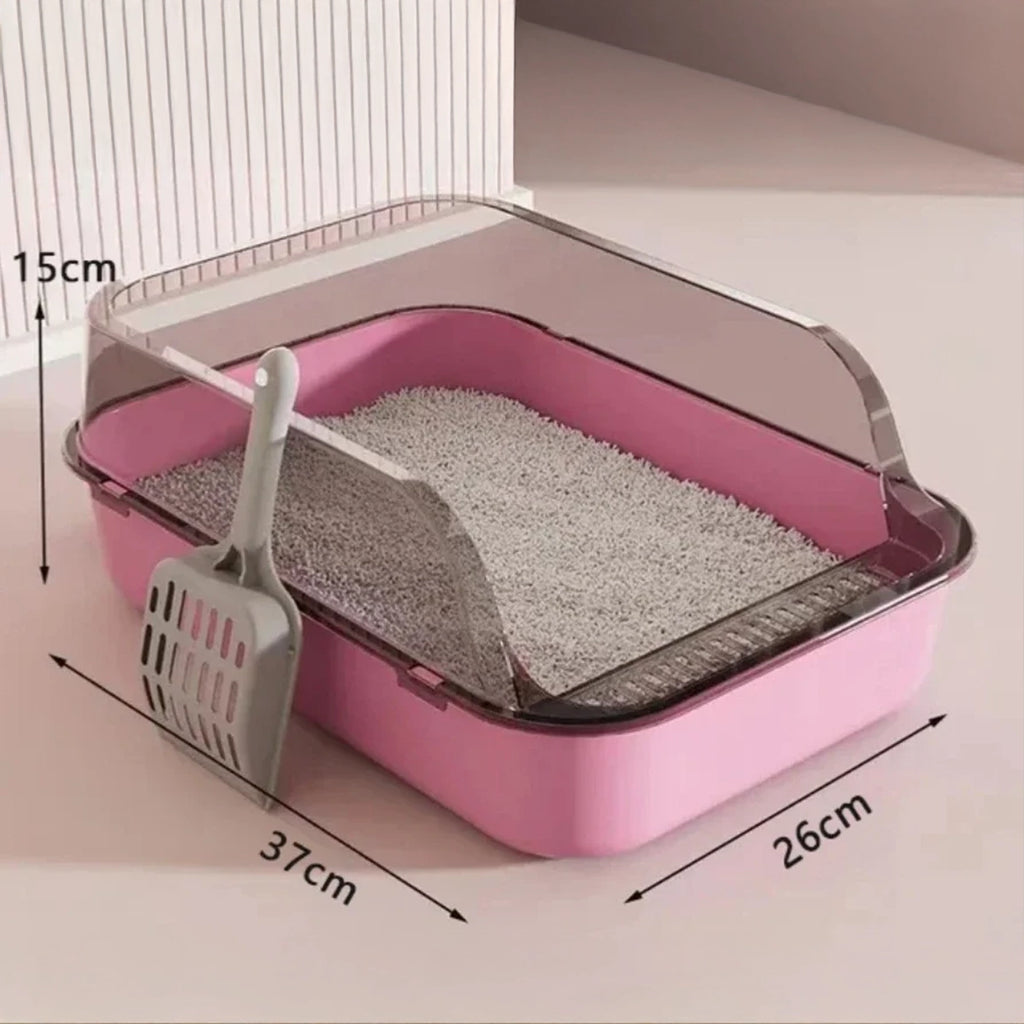 Blauwe Anti-Spat Kattenbak – ideaal voor kittens en middelgrote katten