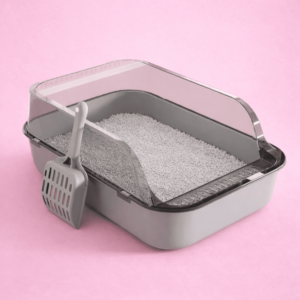 Bac à litière anti-éclaboussures pour chat