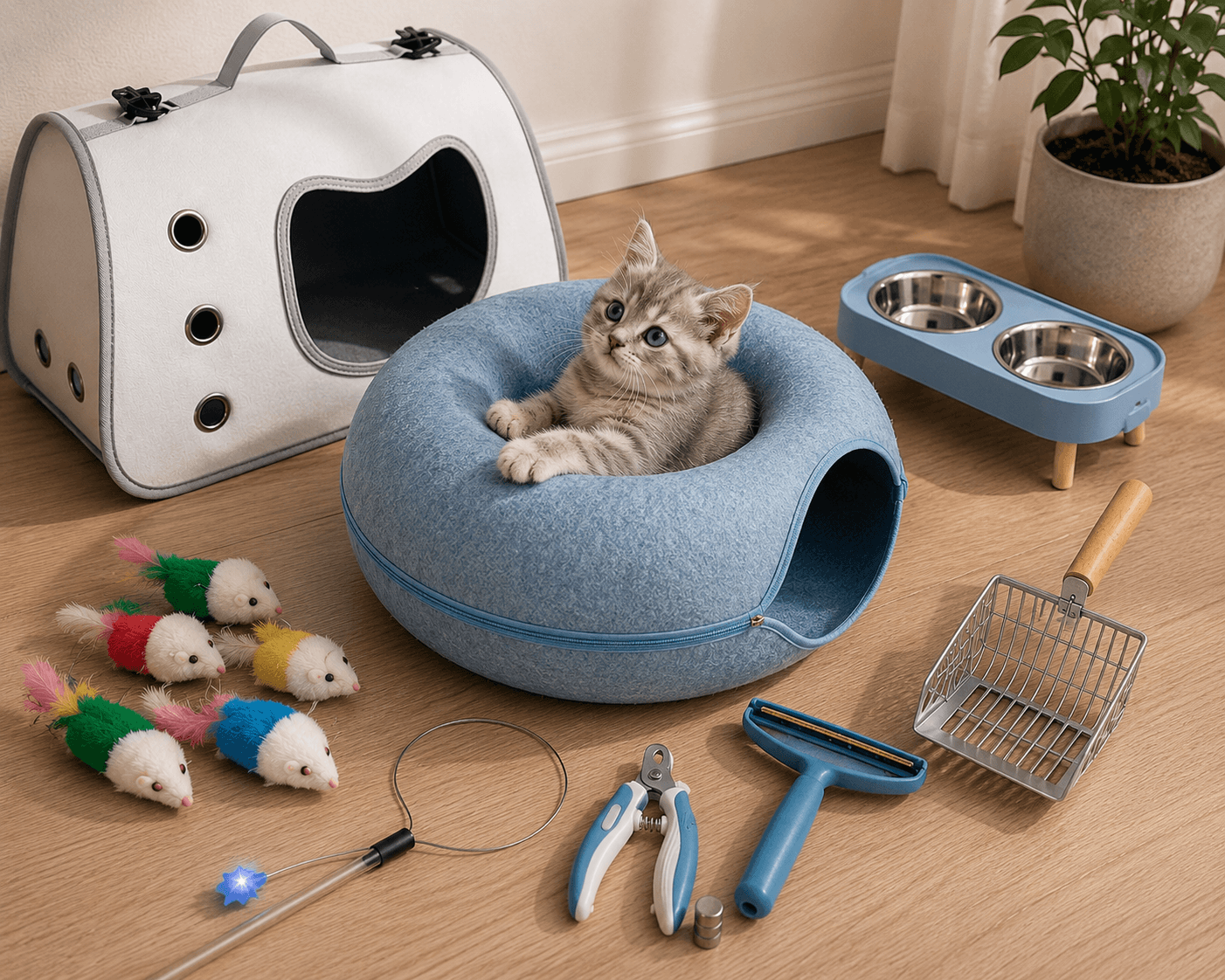 Kitten Starterpack Blauw met 8 producten voor een nieuwe kitten