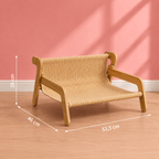 Houten luxe kattenbed met afmetingen 53,5 × 46 × 28 cm – verhoogde geweven kattenhangmat voor binnen | Kattenhoek kattenwinkel