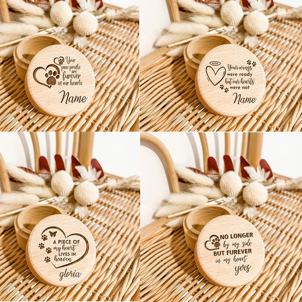 Gepersonaliseerd houten herdenkingsdoosje voor kat of hond – Kattenhoek