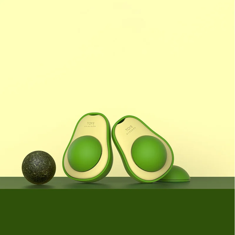 Kattenspeeltje in avocado design met natuurlijke catnip en plakker achterzijde

