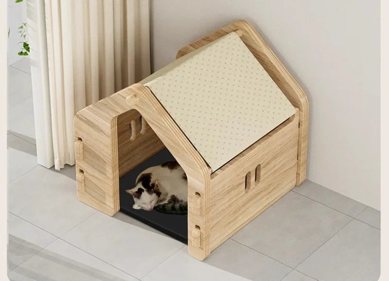 WHISKK™ Pro Kattenhuisje – massief houten frame met ademend canvas dak