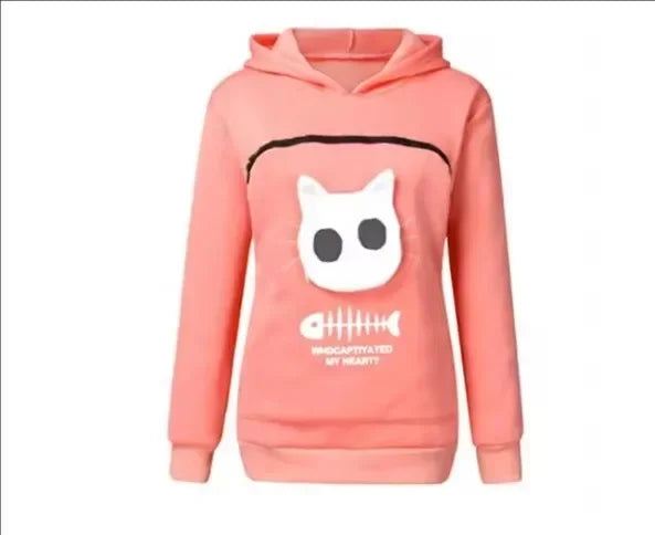 Warme sweater met dierenoren en knusse zak – Kattenhoek