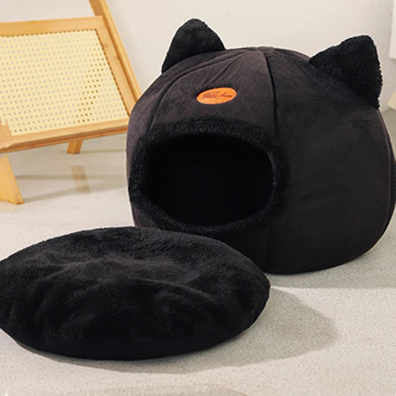 Cozy Cave kattenmand in modern interieur – warm en stijlvol