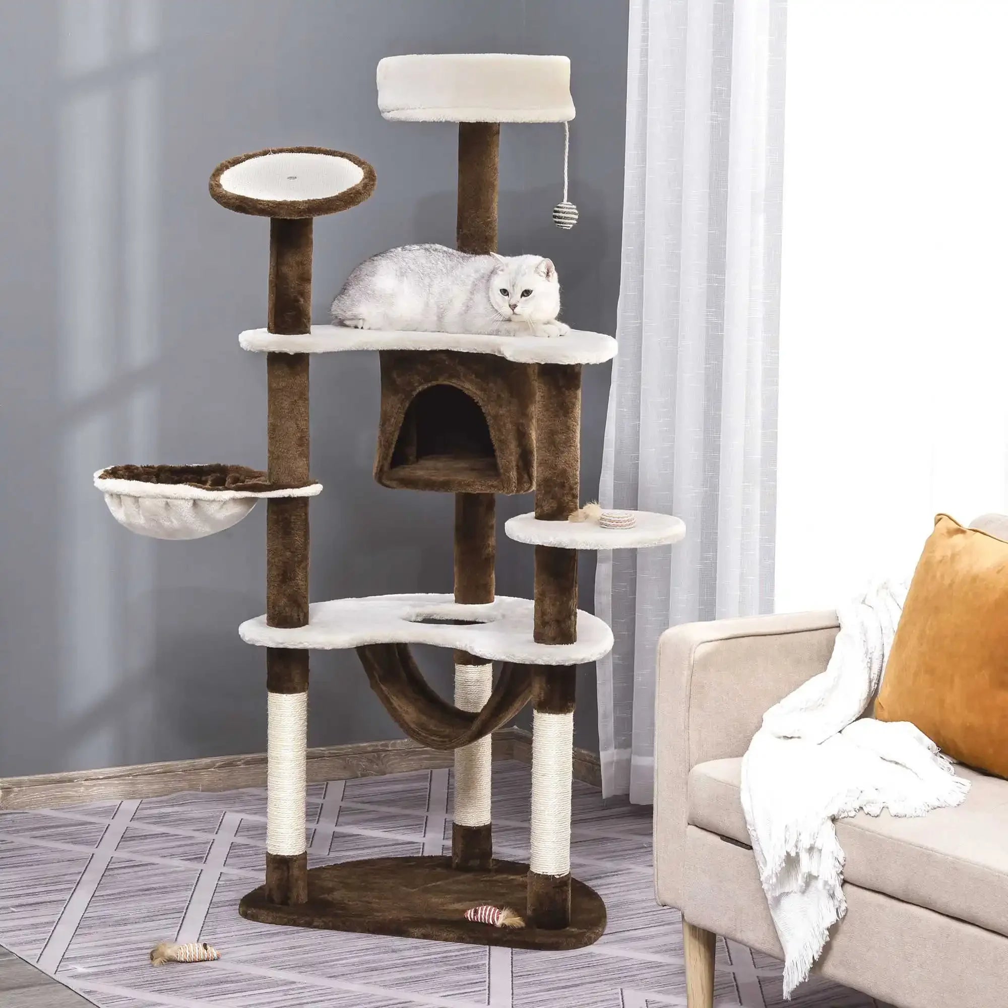 Luxe krabpaal Kattenhoek – design krabmeubel met sisal en pluche, perfect voor grote katten
