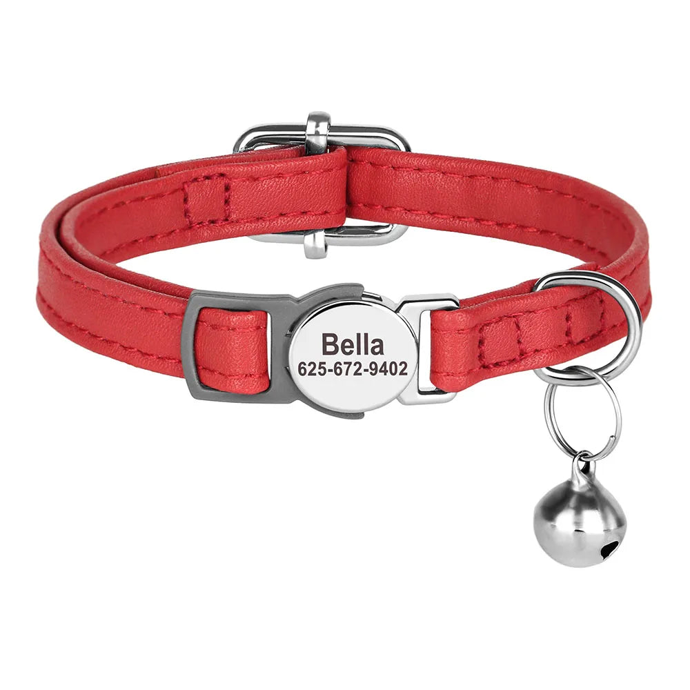 Kattenhalsband met gratis gegraveerde naam en telefoonnummer, inclusief belletje – Kattenhoek

Veilige en stijlvolle PU-leer kattenhalsband met personalisatie-optie – Kattenhoek