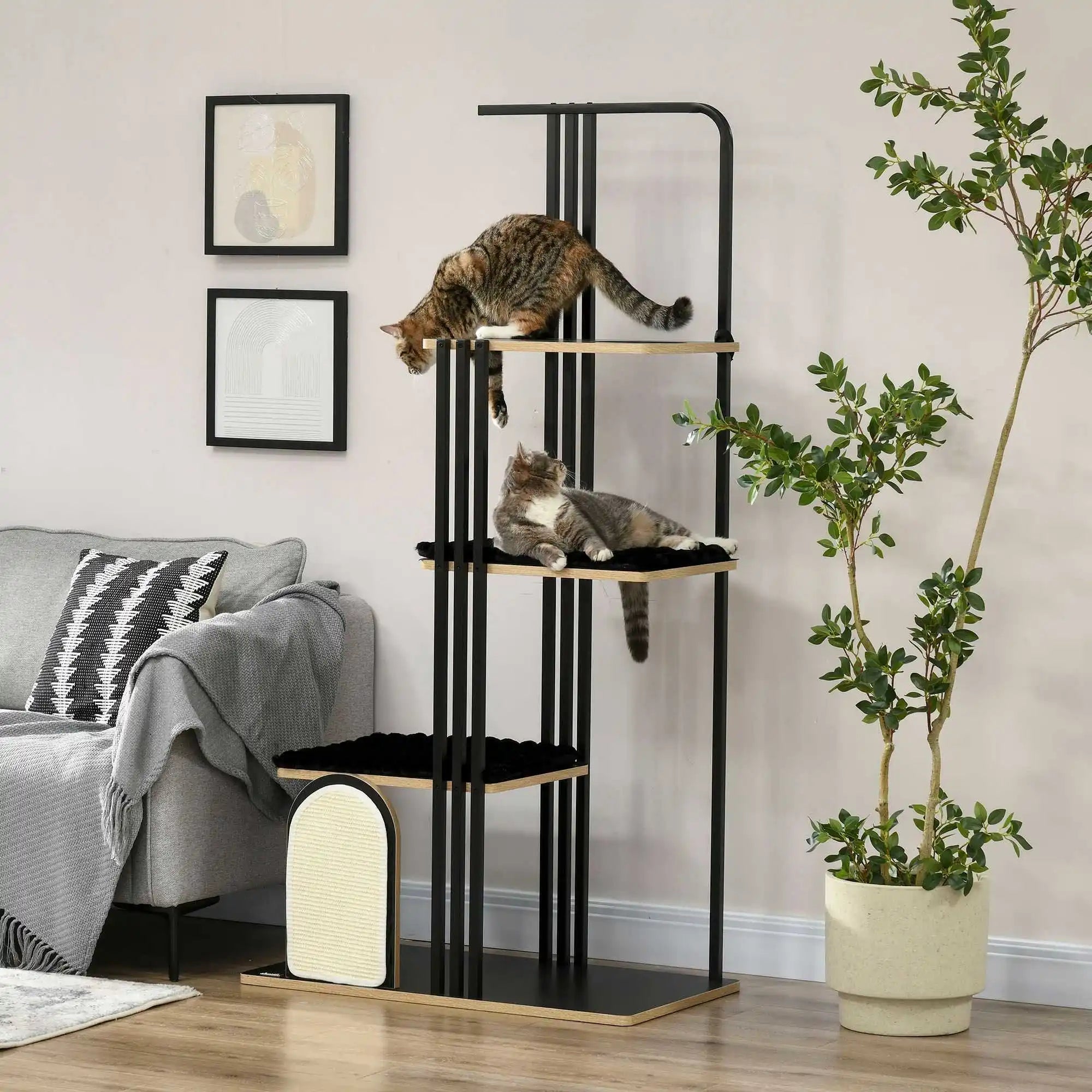 WHISKK™ Pro Design industriële kattenpaal 170 cm zwart – Kattenhoek