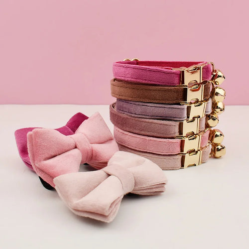 Luxe kattenhalsband in fluweel, verstelbaar en veilig – Kattenhoek