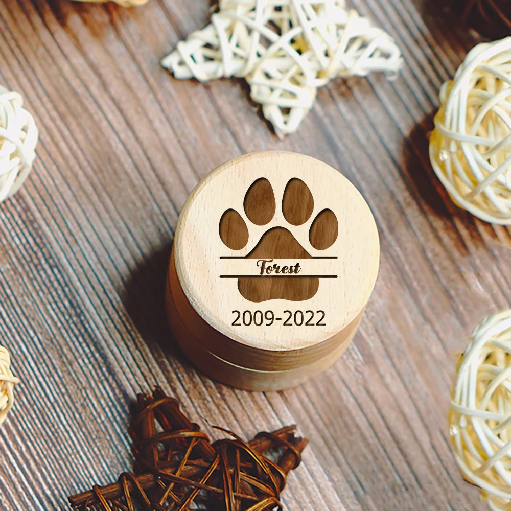 Houten doosje voor pootafdruk of haarlokje huisdier – WHISKK™ memorial box

