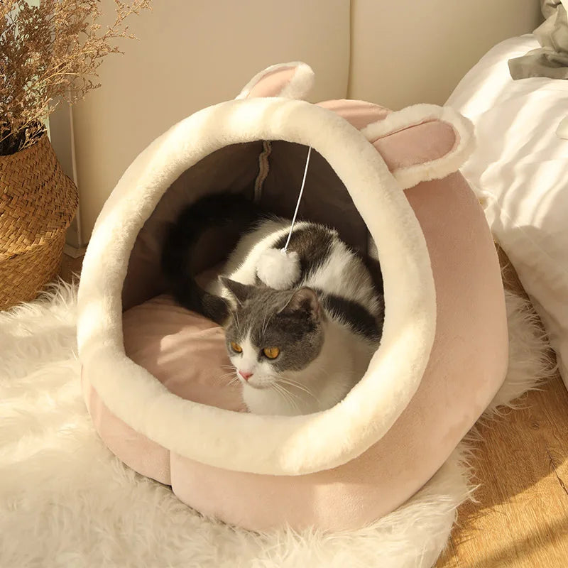 Uitneembaar en wasbaar kattenkussen huisdierbed - Kattenhoek  
Kattenhoek kattenmand semi-gesloten vorm veilig slapen 