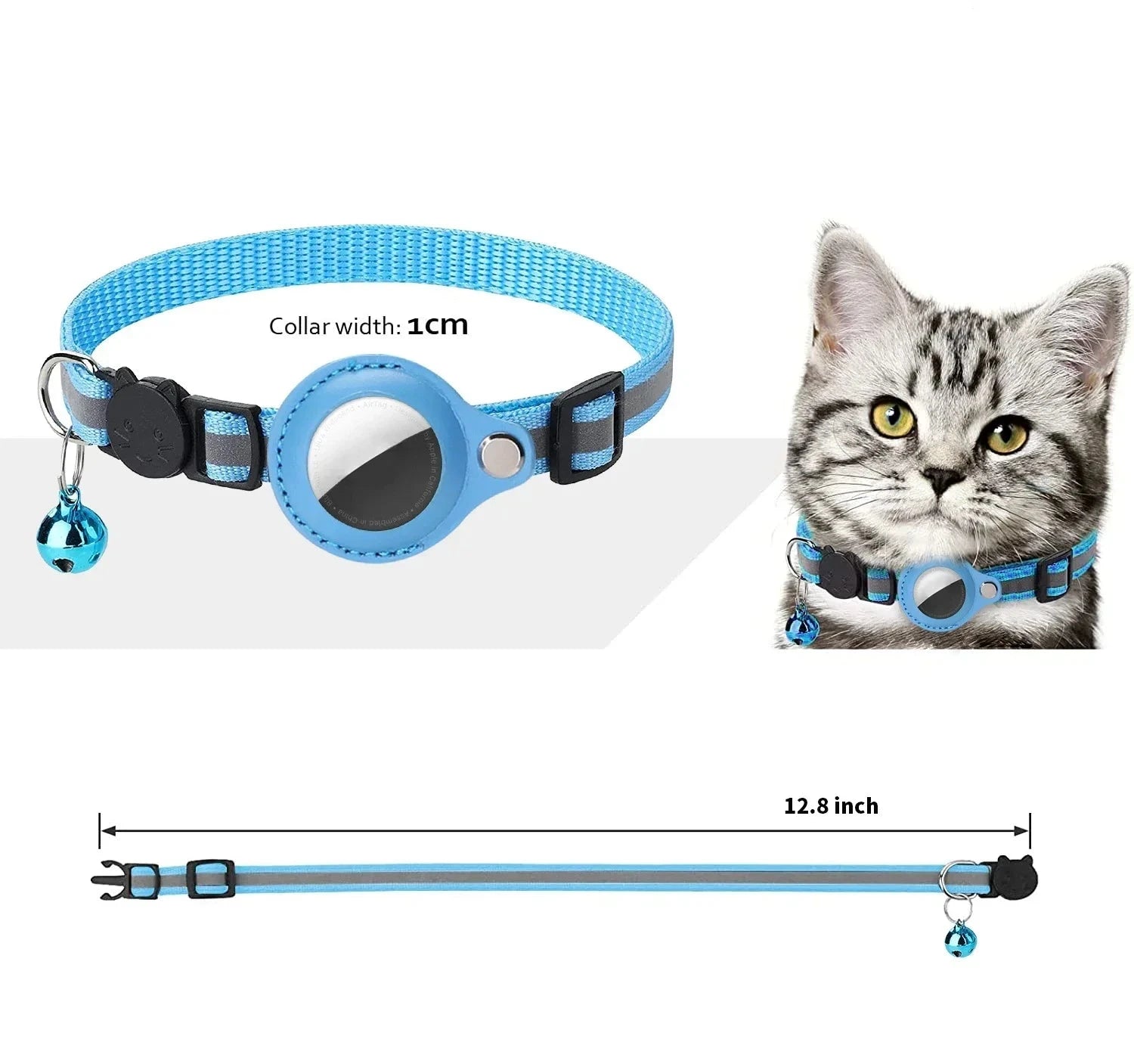 Kattenhalsband met Airtag iOS GPS Tracker - Reflecterend met Belletje