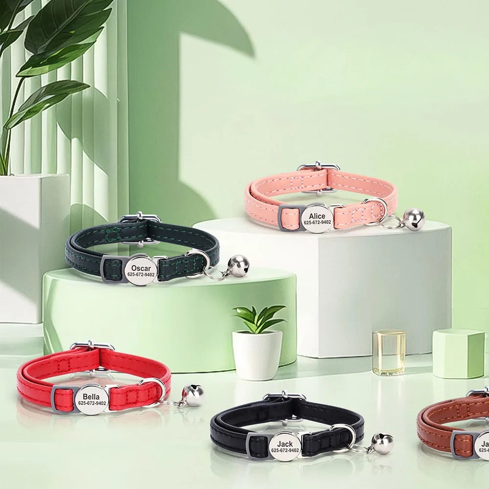 Kattenhalsband met gratis gegraveerde naam en telefoonnummer, inclusief belletje – Kattenhoek