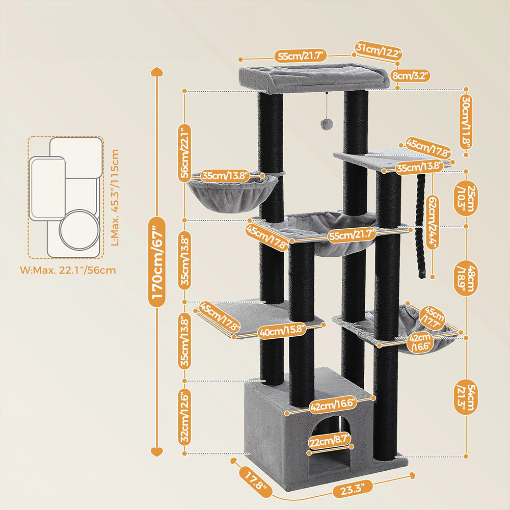 Kat scherpt klauwen aan dikke sisalpaal van WHISKK – duurzaam krabplezier